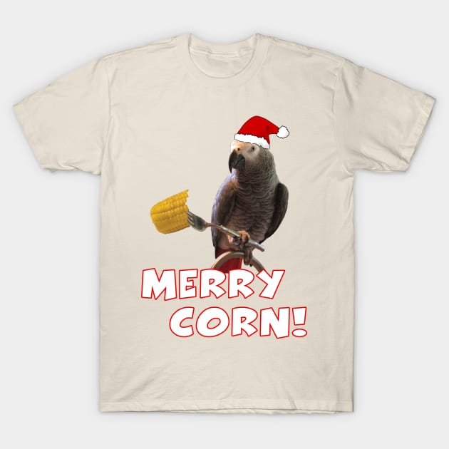 African Grey Parrot Holiday Christmas Santa T-Shirt by Einstein Parrot